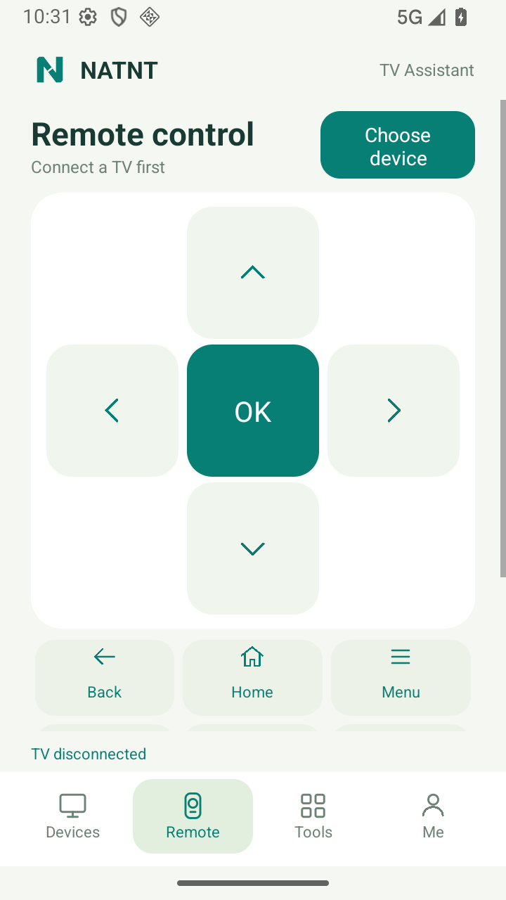 Actual NATNT Assistant Android remote control interface