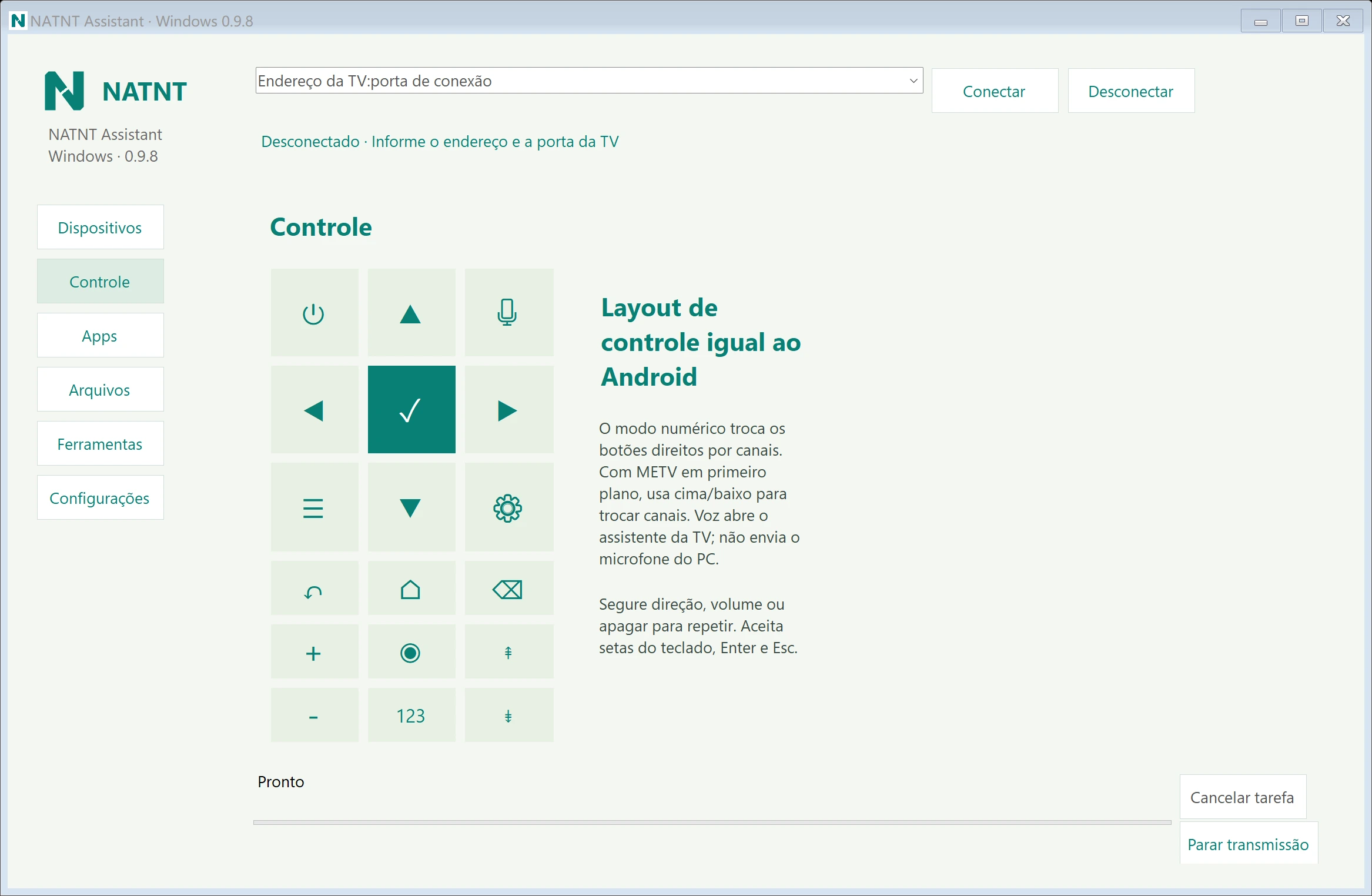 Aplicativo Windows 0.9.8 · Português (Brasil)