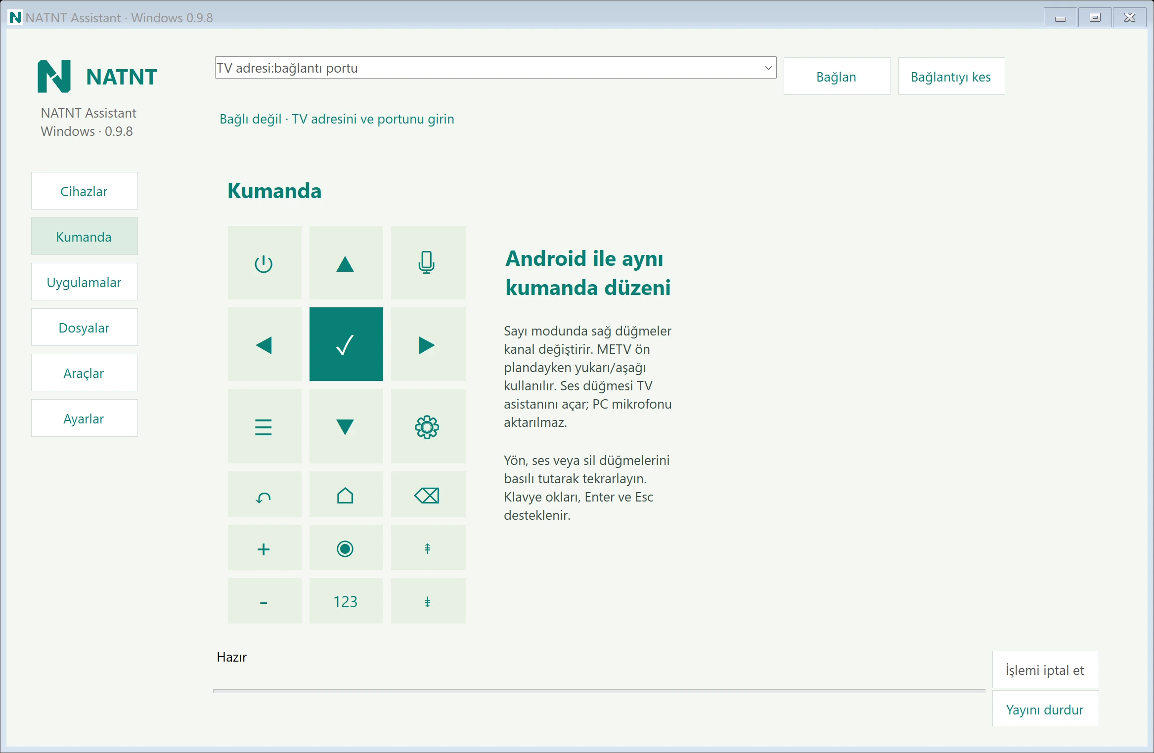 Windows istemcisi 0.9.8 · Türkçe